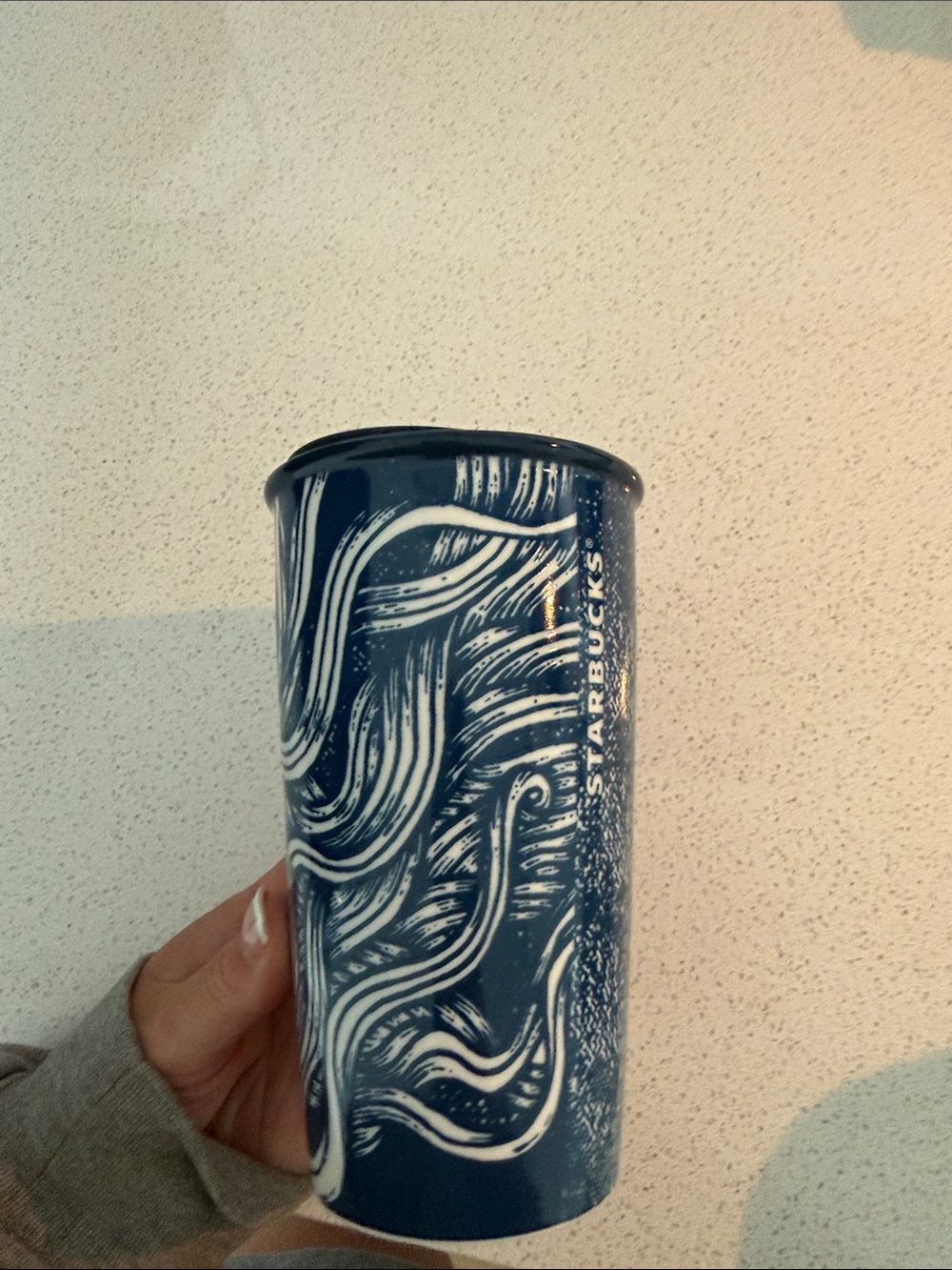 Starbucks Blue and Gold Ceramic 12 oz Tumbler with Crown Portrait - Picture 2 of 5
